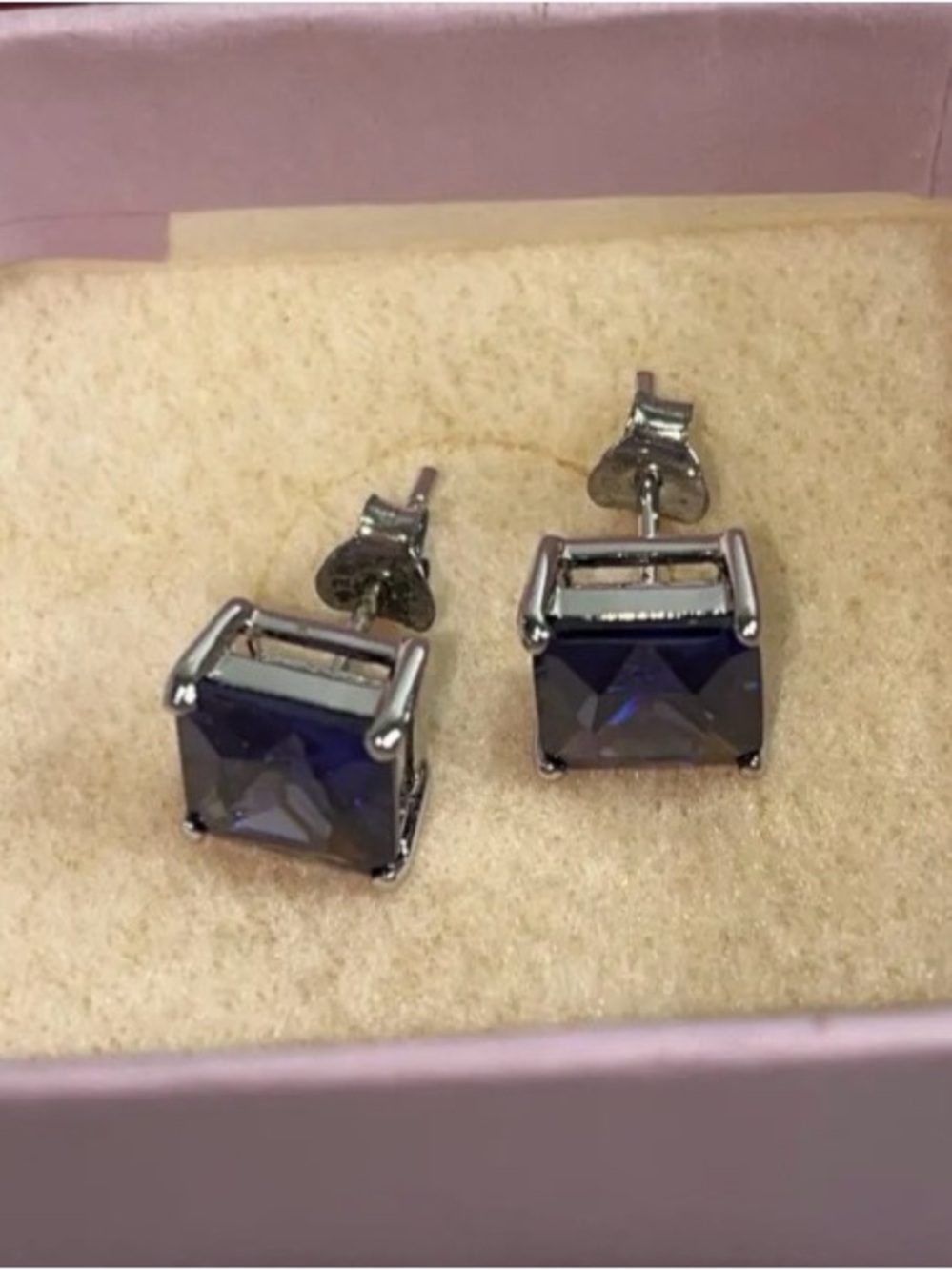 Vintage Tanzanite earrings - Sterling Silver.